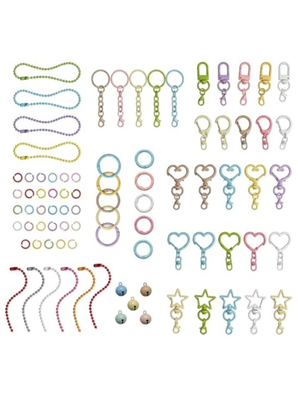 75 PCS Keychain Making Kit, DIY Jewelry Hardware Set with Star and Heart